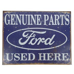 Desperate Enterprises Ford Genuine Parts Used Here Metal Sign 16" W x 12.5" H